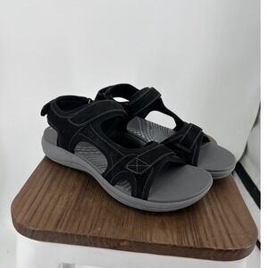 Clarks Cloudsteppers Mira Bay Black Strappy Comfort Sandals Womens 11 M 26171412